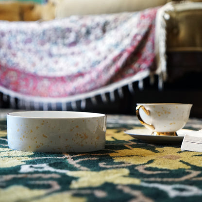 Gold Speckled Tea Cup & Dog Bowl