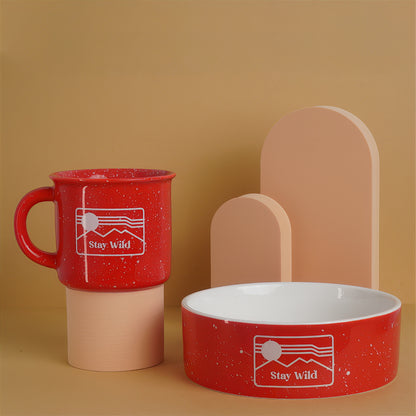 Red Camping Mug & Dog Bowl